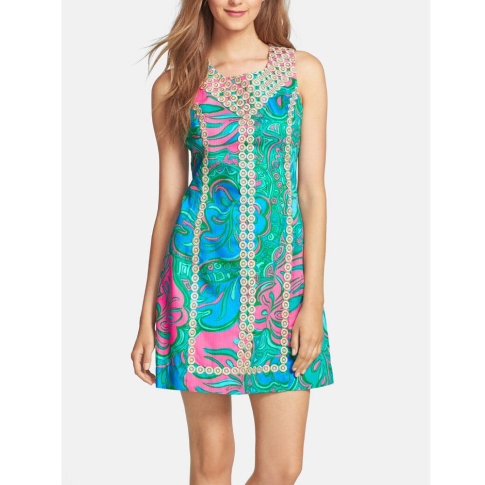 Lilly Pulitzer MacFarlane Shirt Dress Mini Lace Sleeveless Size 2